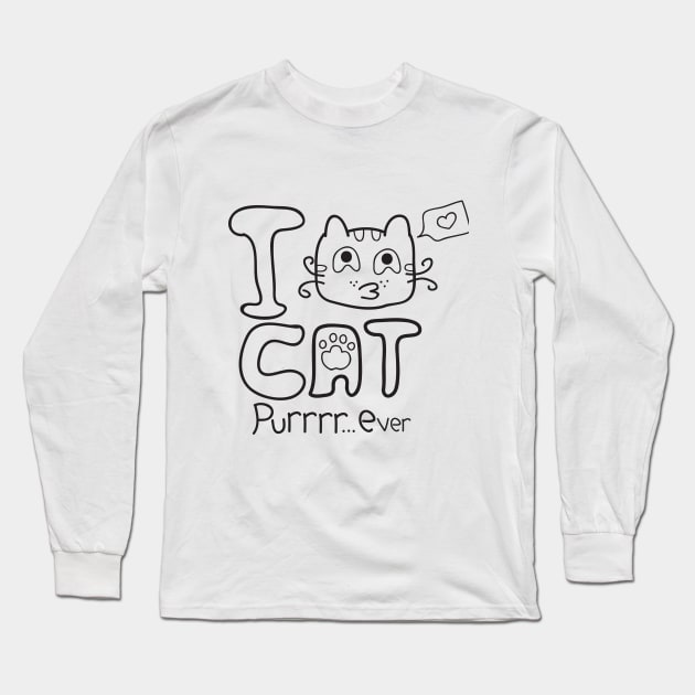 I Love Cat Purrrr... Ever Long Sleeve T-Shirt by aografz